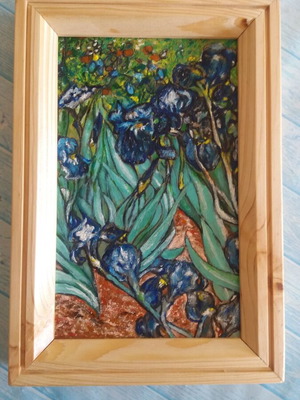 Water Lilies painting with wooden frame