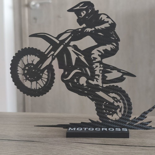 Motocross 3D printed table decoration with carbon fiber texture