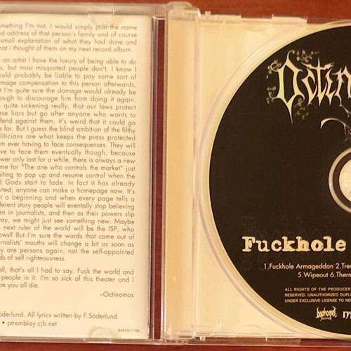 Octinomos F@ckhole Armageddon CD like new, metal