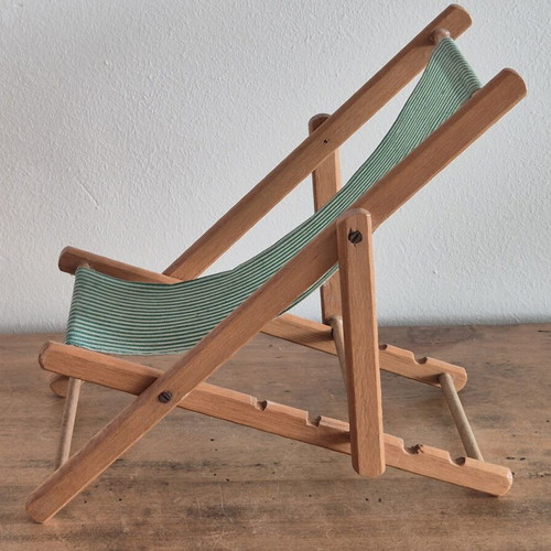 Vintage Mid-Century Miniature Transat Beach Chair Model