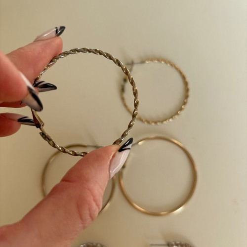 H&M hoop earrings used, set of 3 golden and silver