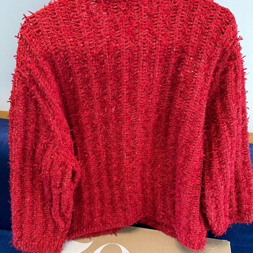 Zara women's boucle cardigan red with gold buttons size XL new