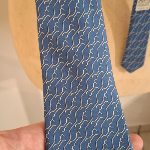 Hermes vintage silk blue tie