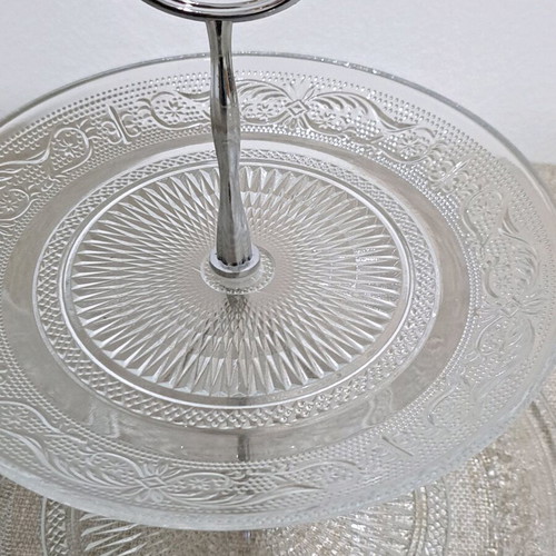 Vicko glass two-tier platter 20&25cm new