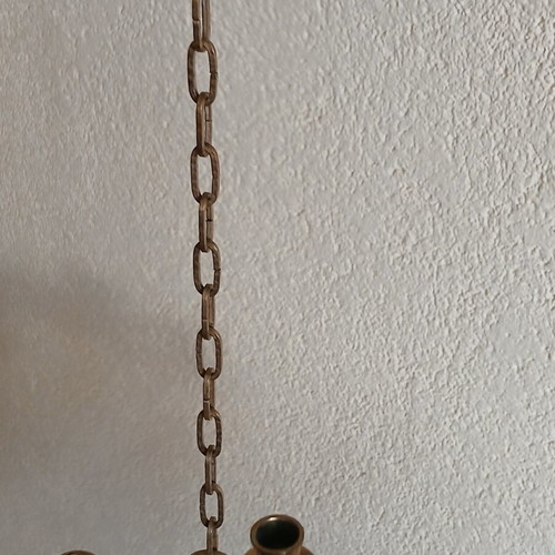 Antique bronze chandelier like new, hanging with six candle arms