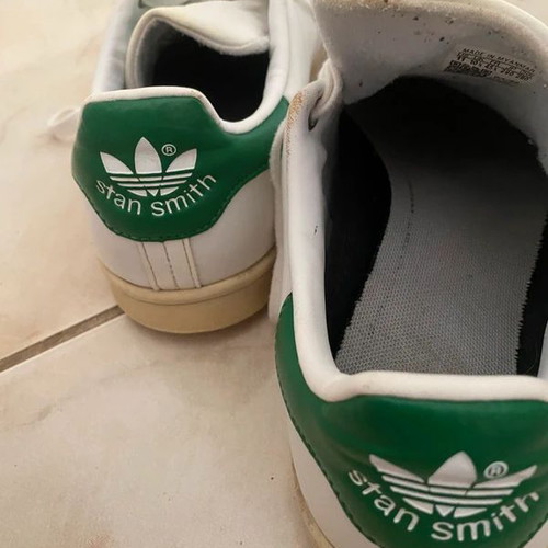 Adidas Stan Smith casual shoes used, size 45 1/3, white and green