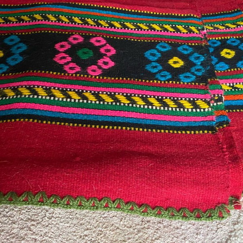 Woven traditional rug from Crete like new with flowers 2x2 meters