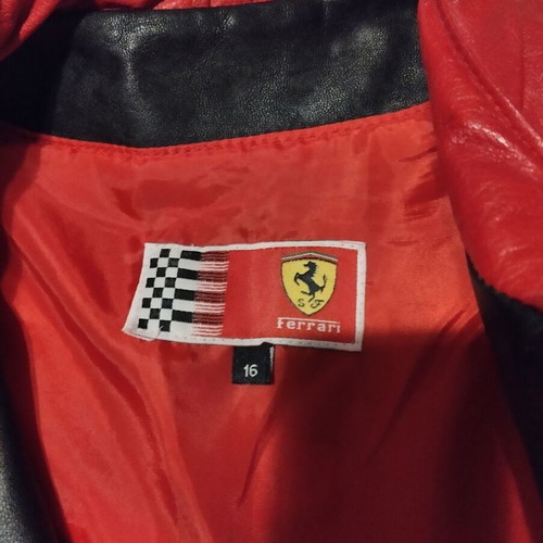 Ferrari jacket, genuine leather, red and white, teen size
