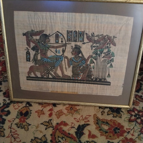 Egyptian papyrus in frame 52×42 used with glass