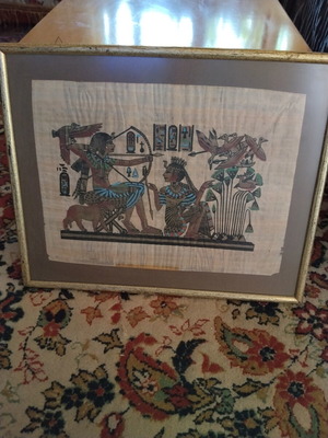 Egyptian papyrus in frame 52×42 used with glass