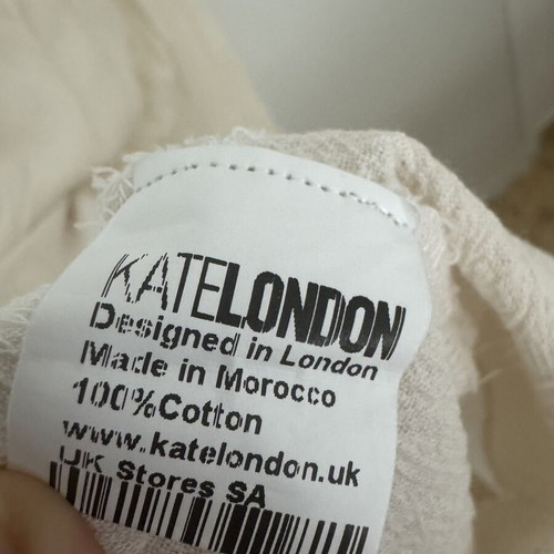 Kate London maxi cotton dress, S / 36, beige with black details