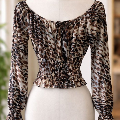 Leopard Print Mesh Top CAM like new, vintage style