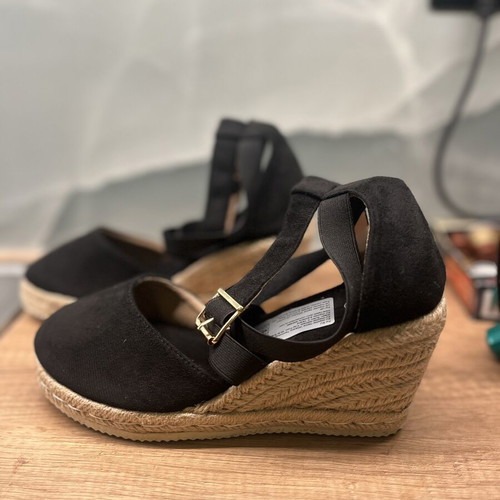 Black platform espadrille sandals new, size 37