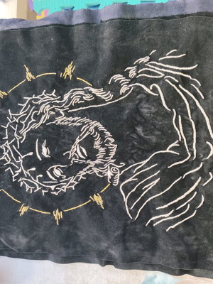 Handmade embroidered velvet fabric 70x45 cm