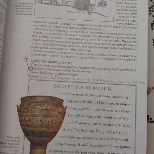 Ancient History A' Gymnasio textbook used, Greek language