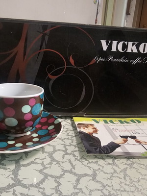 Vintage Vicko coffee cup set with saucers, new, 6 pieces