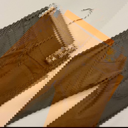 Кафяв дамски памучен панталон нов с намачкан ефект