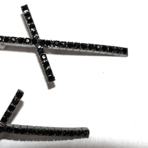 Antique diamond earrings cross black zirconia 5cm new