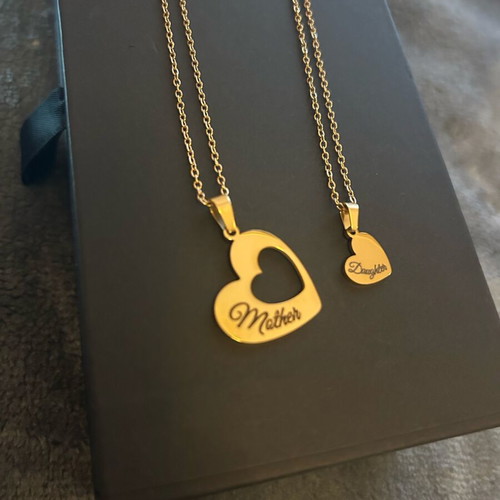 Mother-Daughter Necklace Set new, gold color stainless steel