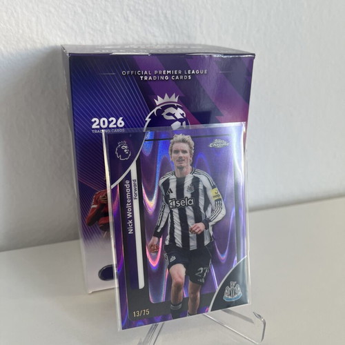 Nick Woltemade 2026 Topps Chrome Premier League Newcastle United Purple Wave Card 13/75