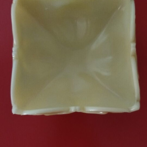 Fenton vintage yellow custard glass footed bowl with butterfly pattern