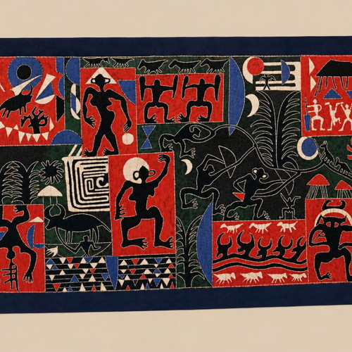 Handmade batik art pieces, large sizes, black-gold and multicolour