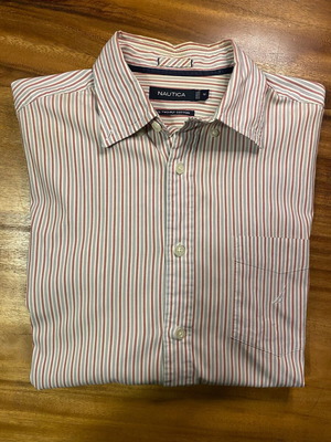 Nautica Men's Shirt Medium like new, white with red and blue stripes