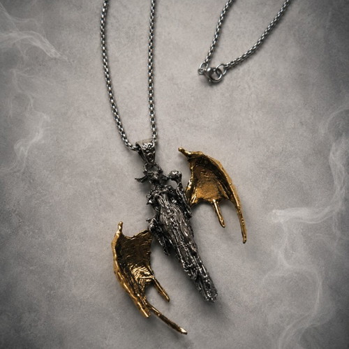 Gothic Men's Angel Wings Necklace Dark Fantasy Stainless Steel