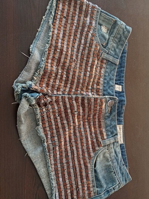 Jeans shorts with beads sport denim Pull & Bear like new, size 42
