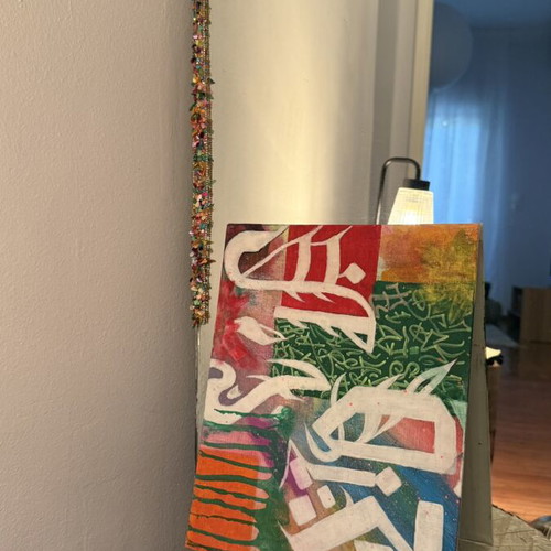 Graffiti canvas painting like new, handmade colorful design