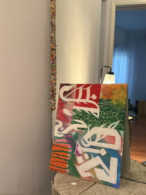 Graffiti canvas painting like new, handmade colorful design