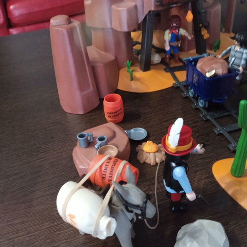 Playmobil Western Mine Playset used, blue box not working