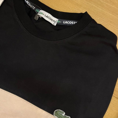 Lacoste T Shirt Medium New, Black and Beige