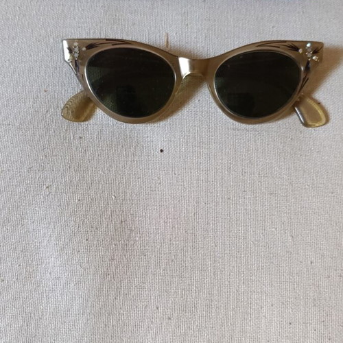 Vintage γυαλιά ηλίου Cat-Eye δεκαετίας 1950-60 με στρασάκια και δερμάτινη θήκη μεταχειρισμένα