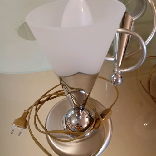 Set of ceiling lamp and 2 silver table lamps like new