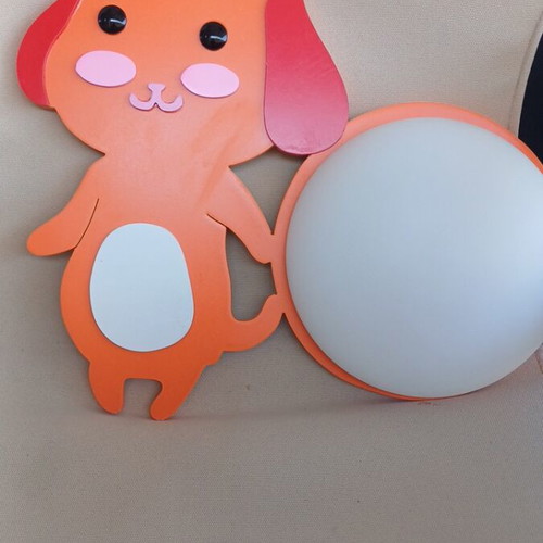 Children's wooden wall light MDF, new, orange dog design