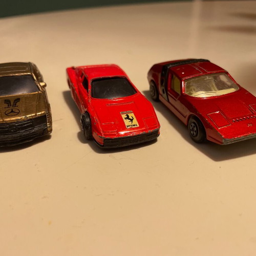 Toy car miniatures used, pack of 5, BMW Mercedes Ferrari Porsche 1985