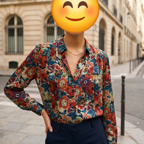 Mango shirt used floral design size S oversized model