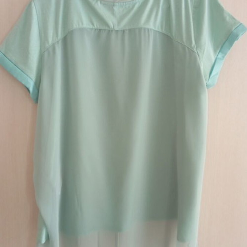 Axel blouse like new, green with transparent back, XXL