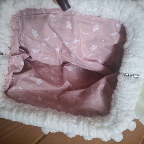 Puffy bag handmade unused, white handbag