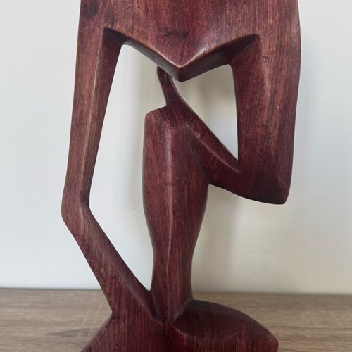 Wooden Thinker Statue like new