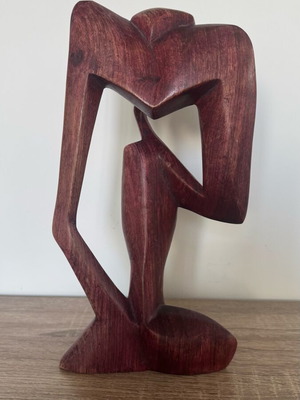Wooden Thinker Statue like new