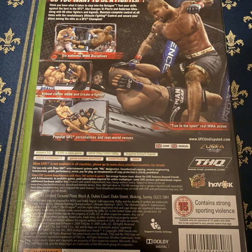 UFC 2009 Xbox 360 game used, good condition