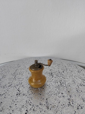 Vintage Italian spice mill used, light beech wood