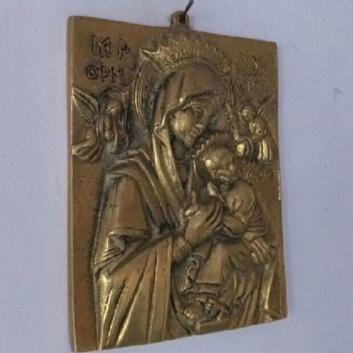 Massive Bronze Sculpture of Panagia 16x11 cm like new