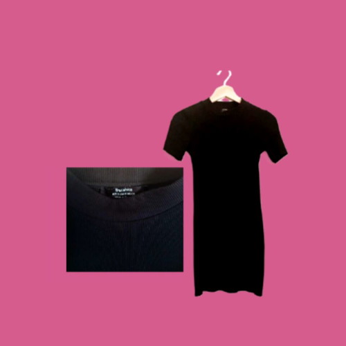 Bershka black rib mini dress like new, size S