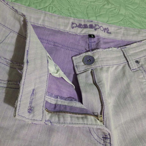 Passport women's lightweight jeans with topstitching in light purple