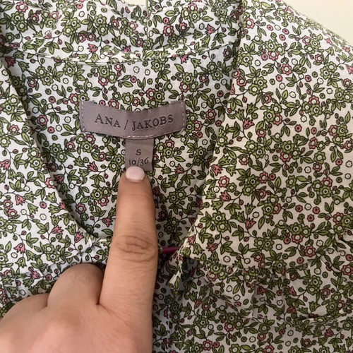 Floral poplin shirt with large collar, like new, size S