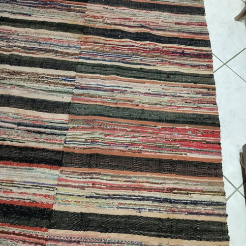 Traditional large woven rag rug, 3.05 x 1.20 m, vintage