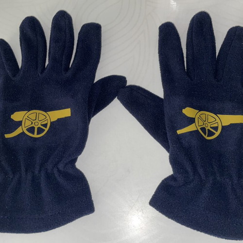 Fleece gloves dark blue with gold Arsenal cannon print